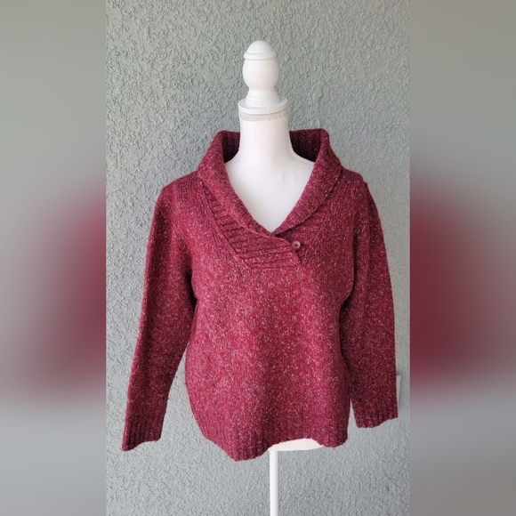 L.L. Bean Sweaters - L.L. Bean Women's Burgundy Cowl Neck Sweater Wool Blend